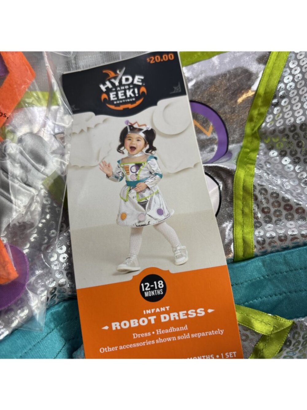 Hyde & Eek Toddler Robot Dress Size 12-18 mo  Halloween Costume Silver NWT - Picture 2 of 3